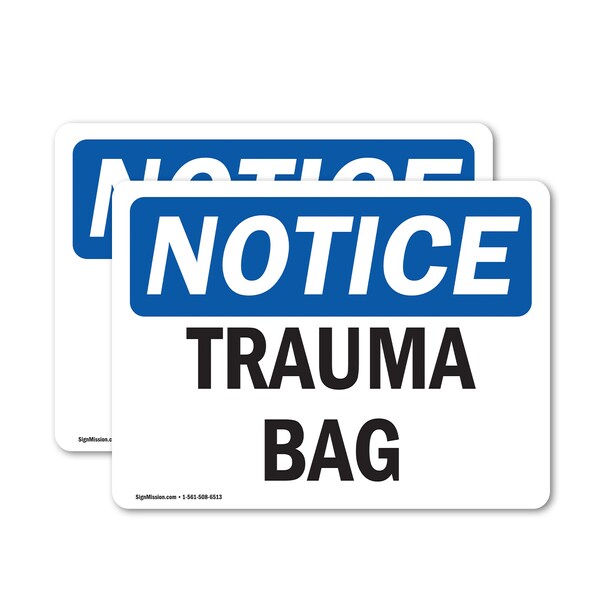 Signmission Trauma Bag, 18 in W x Rectangle, Vinyl Decal OS-2PACK-NS-D-1218-L-18727 - main